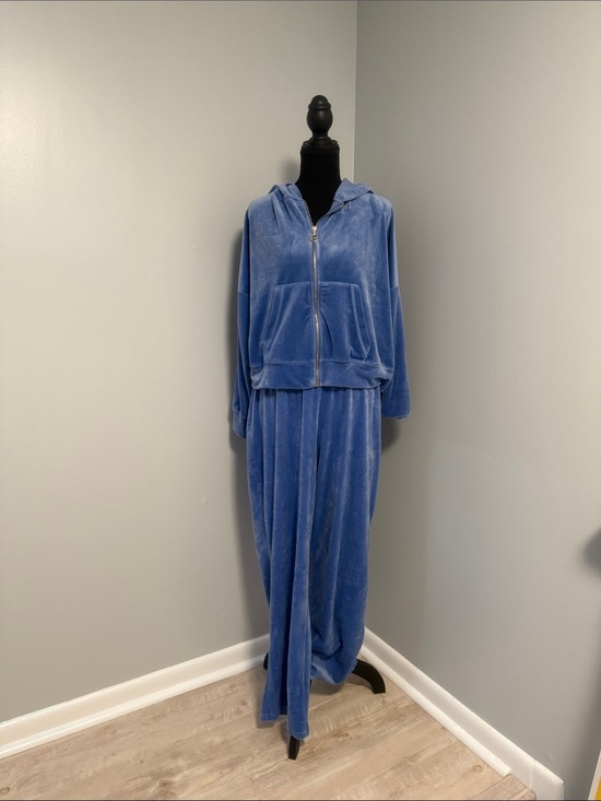 Truth Pants - Blue Velvet Zip Hoodie & Wide Leg Pant Set